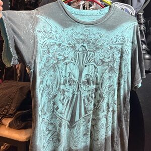 Rad y2k skull teal tee distressed VINTAGE XG shirt